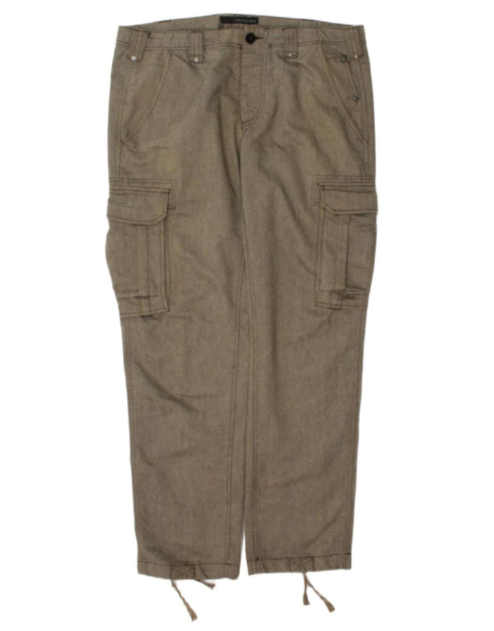 Męskie spodnie cargo Calvin Klein W36 L34 Szare w jodełkę