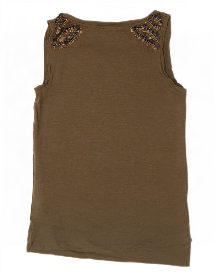 Damska kamizelka Massimo Dutti UK 6 XS, brązowa bawełna