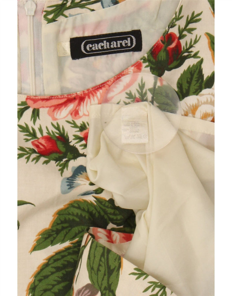 CACHAREL Womens Sleeveless Sheath Dress UK 8 Small Beige Floral Cotton Vintage Cacharel and Second-Hand Cacharel from Messina Hembry 