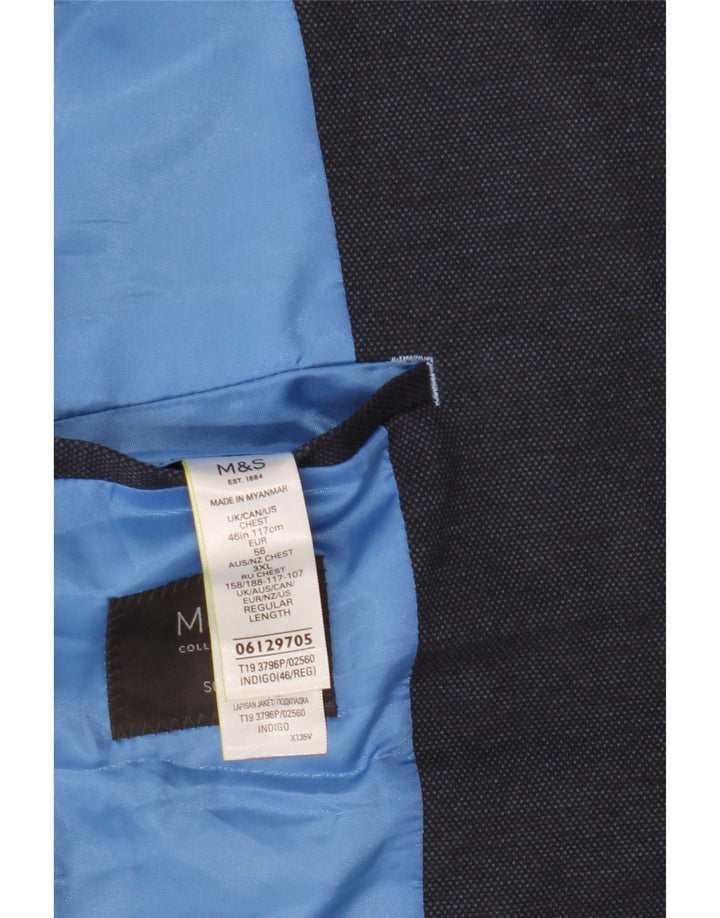 MARKS & SPENCER Męska marynarka slim fit zapinana na 2 guziki, UK 46 XL, granatowa
