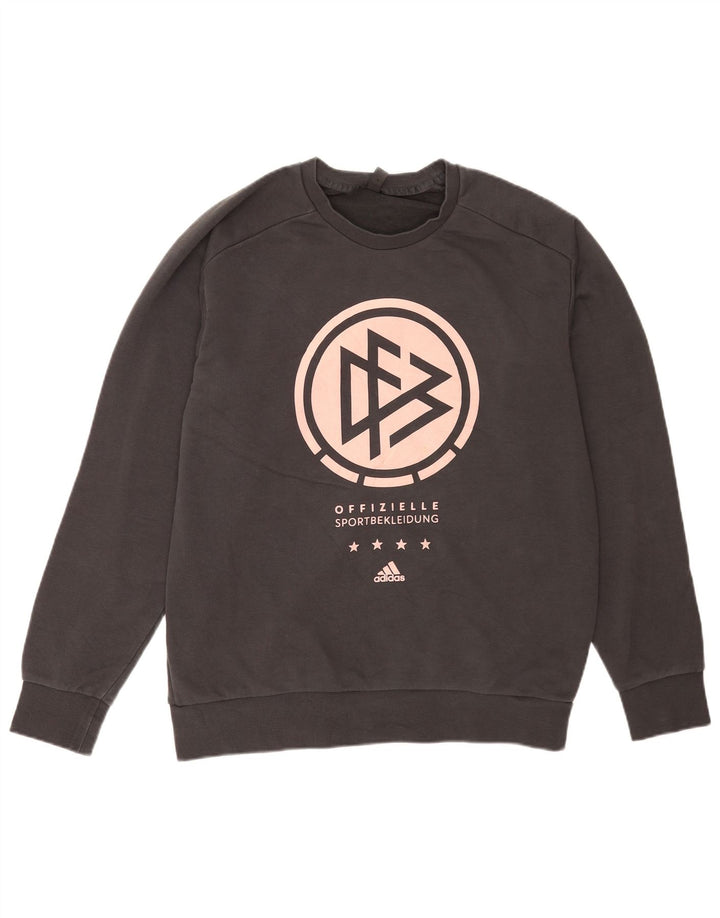 Męska bluza Adidas z grafiką o regularnym kroju, duża, szara, bawełniana