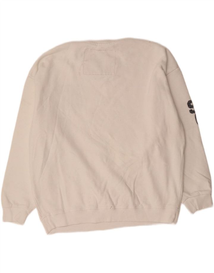 SUPERDRY Mens Oversized Graphic Sweatshirt Jumper Medium White Cotton