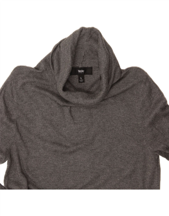 MOSSIMO Womens Roll Neck Jumper Sweater UK 14 Large Grey Nylon Vintage Mossimo and Second-Hand Mossimo from Messina Hembry 