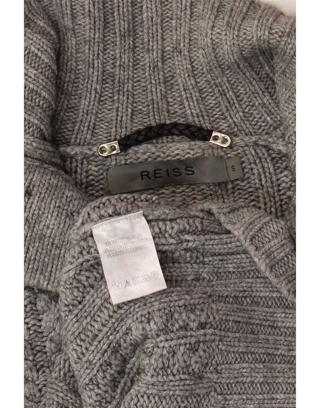 Męski sweter zapinany na guziki Reiss, mały, szary, wiskoza