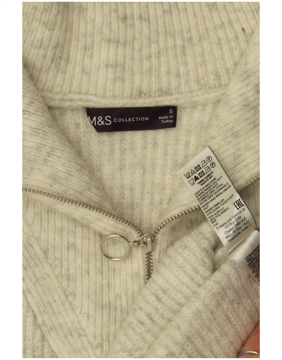 Marks & Spencer Damski podkoszulek oversize z kamizelką UK 10, mały, szary nakrapiany
