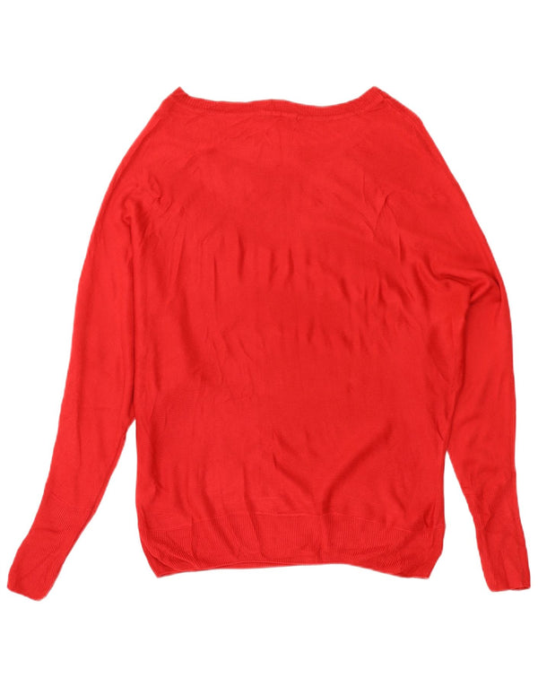 Marks & Spencer Damski sweter oversize z dekoltem w łódkę, UK 8, mały, czerwony