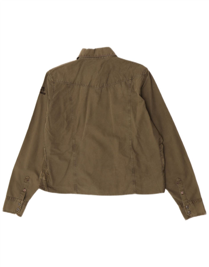 Damska krótka koszula Napapijri UK 14, duża patchworkowa khaki