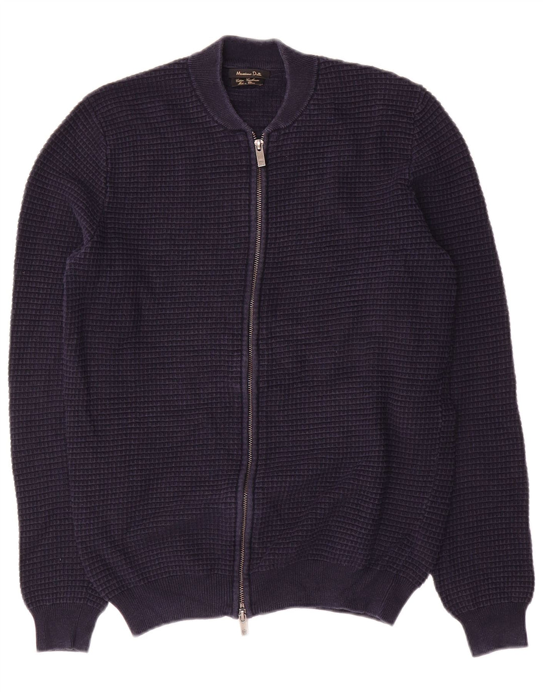 Męski sweter rozpinany Massimo Dutti, średni granatowy, bawełniany