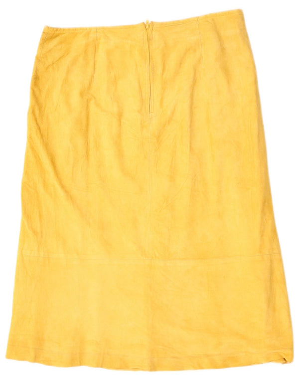 VINTAGE Womens Suede Skirt IT 44 Medium W30 Yellow Leather