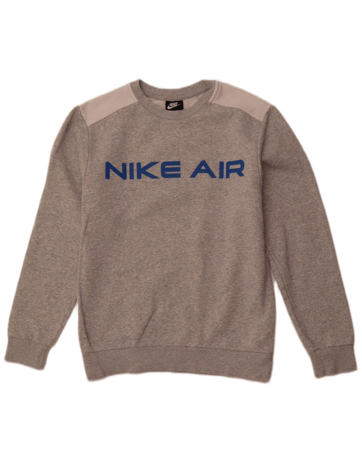 Męska bluza z grafiką NIKE, mała, szara, bawełniana w bloki kolorów