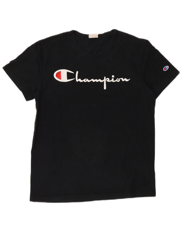Męski T-shirt Champion z grafiką, mały, czarny, bawełniany