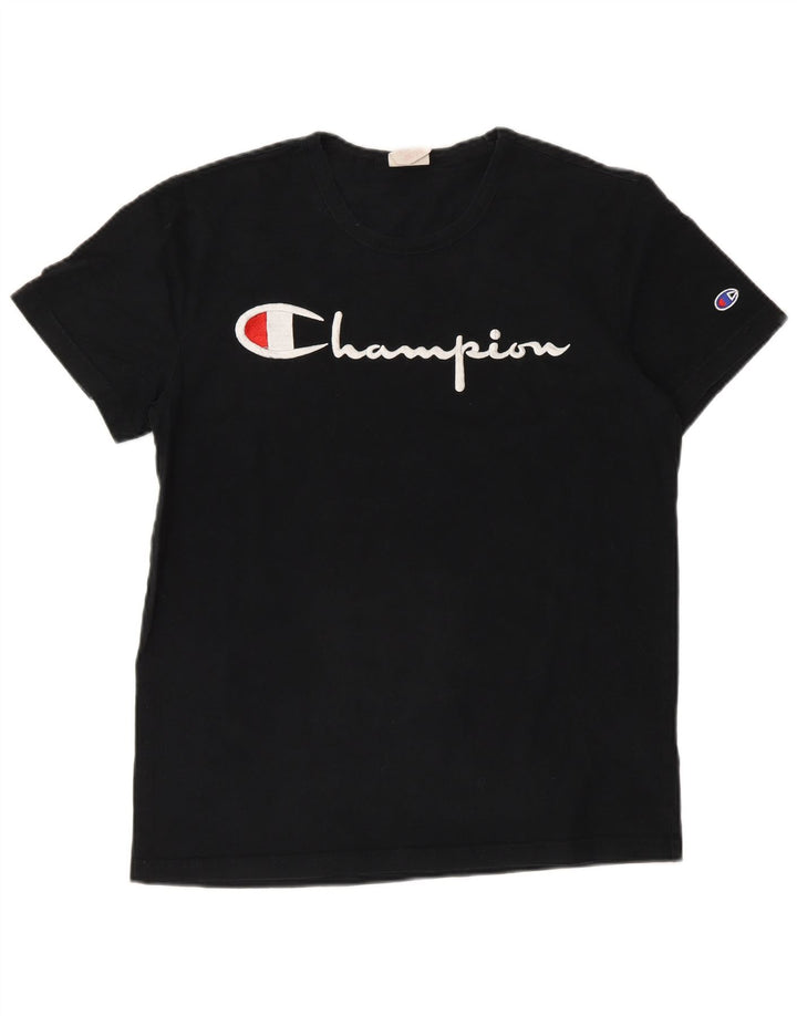Męski T-shirt Champion z grafiką, mały, czarny, bawełniany