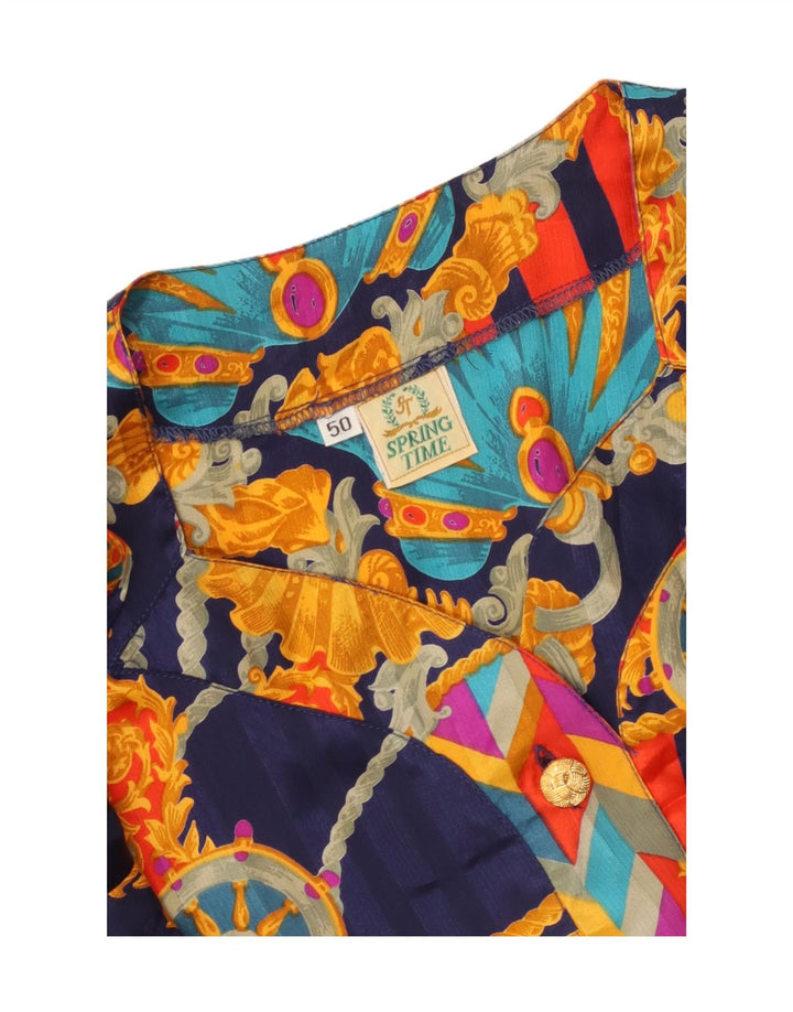 Vintage damska bluzka koszulowa w abstrakcyjny wzór IT 50 XL granatowa