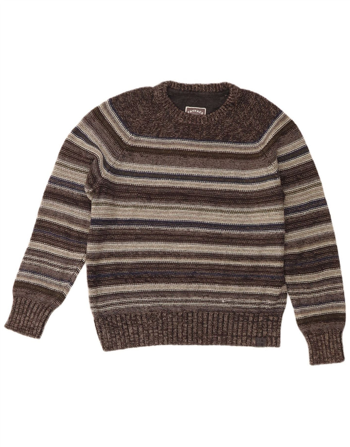 Męski sweter z okrągłym dekoltem Fat Face Średni szary, bawełniany w paski