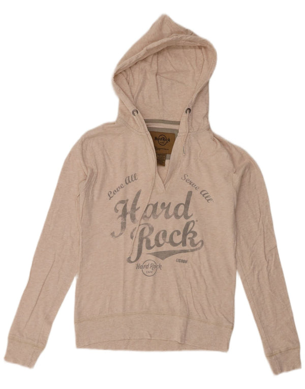 Damski sweter z kapturem Hard Rock Cafe Lisbon Graphic UK 6 XS, beżowy, bawełniany