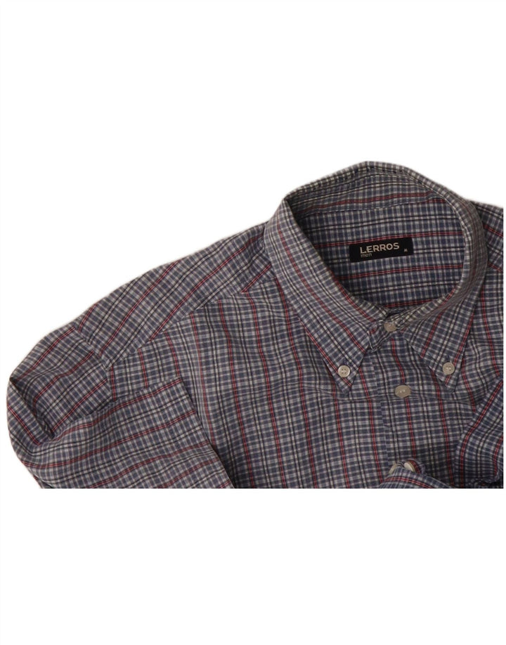LERROS Mens Short Sleeve Shirt Medium Blue Check Classic