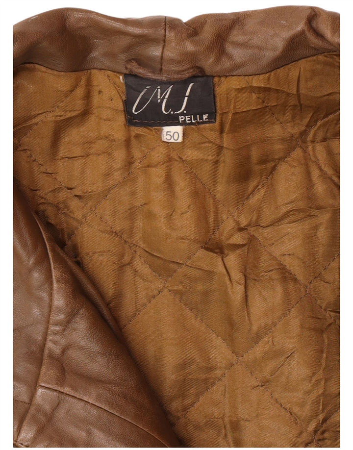 VINTAGE Mens Leather Jacket IT 50 Large Brown Leather