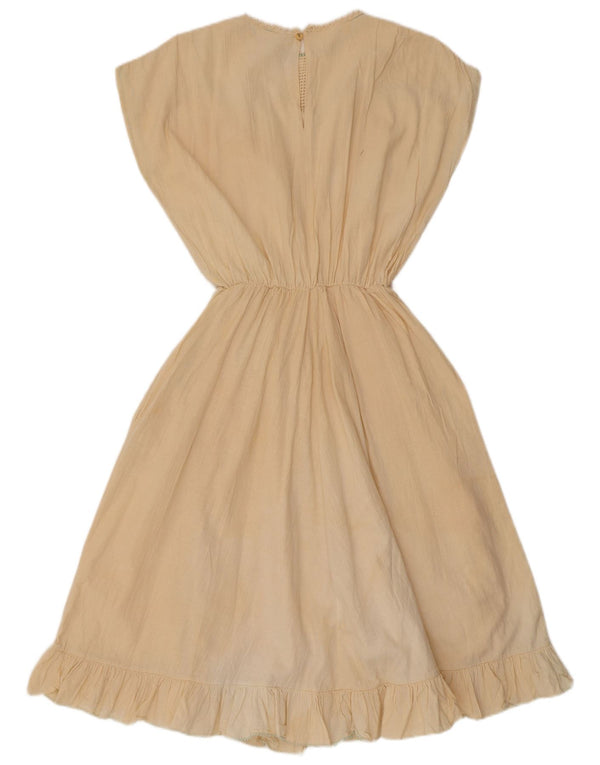 Vintage Womens Sleeveless A-Line Dress IT 44 Medium Beige Cotton