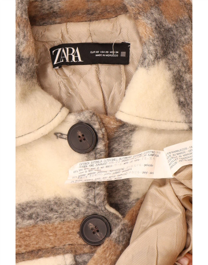 Damska kurtka oversize Zara Shacket UK 6 XS, wełniana w beżową kratkę