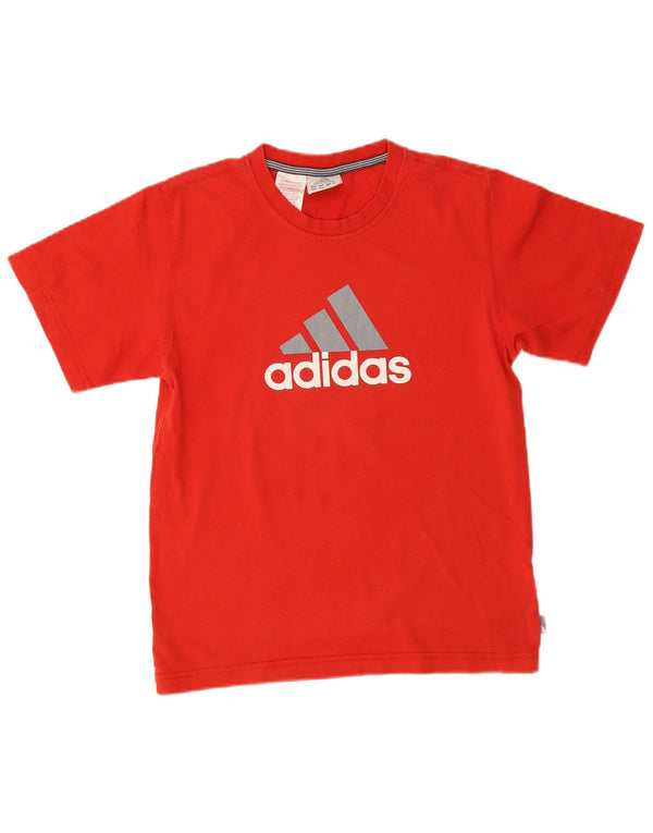 Chłopięca koszulka z grafiką Adidas, czerwona, bawełniana, 11-12 lat