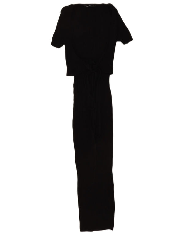 Zara Womens Maxi Dress UK 12 Medium Black Cotton