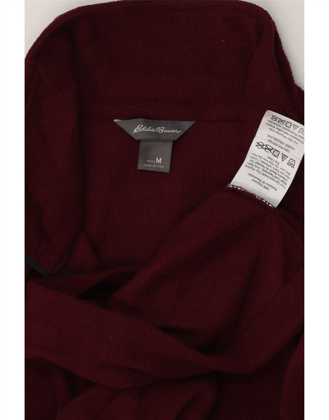Męski sweter polarowy Eddie Bauer z zamkiem błyskawicznym, średni bordowy poliester
