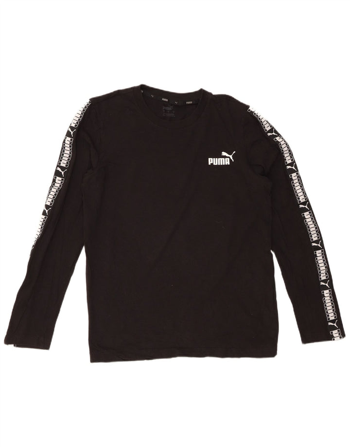 Męski graficzny top PUMA z długim rękawem, mały, czarny, bawełniany