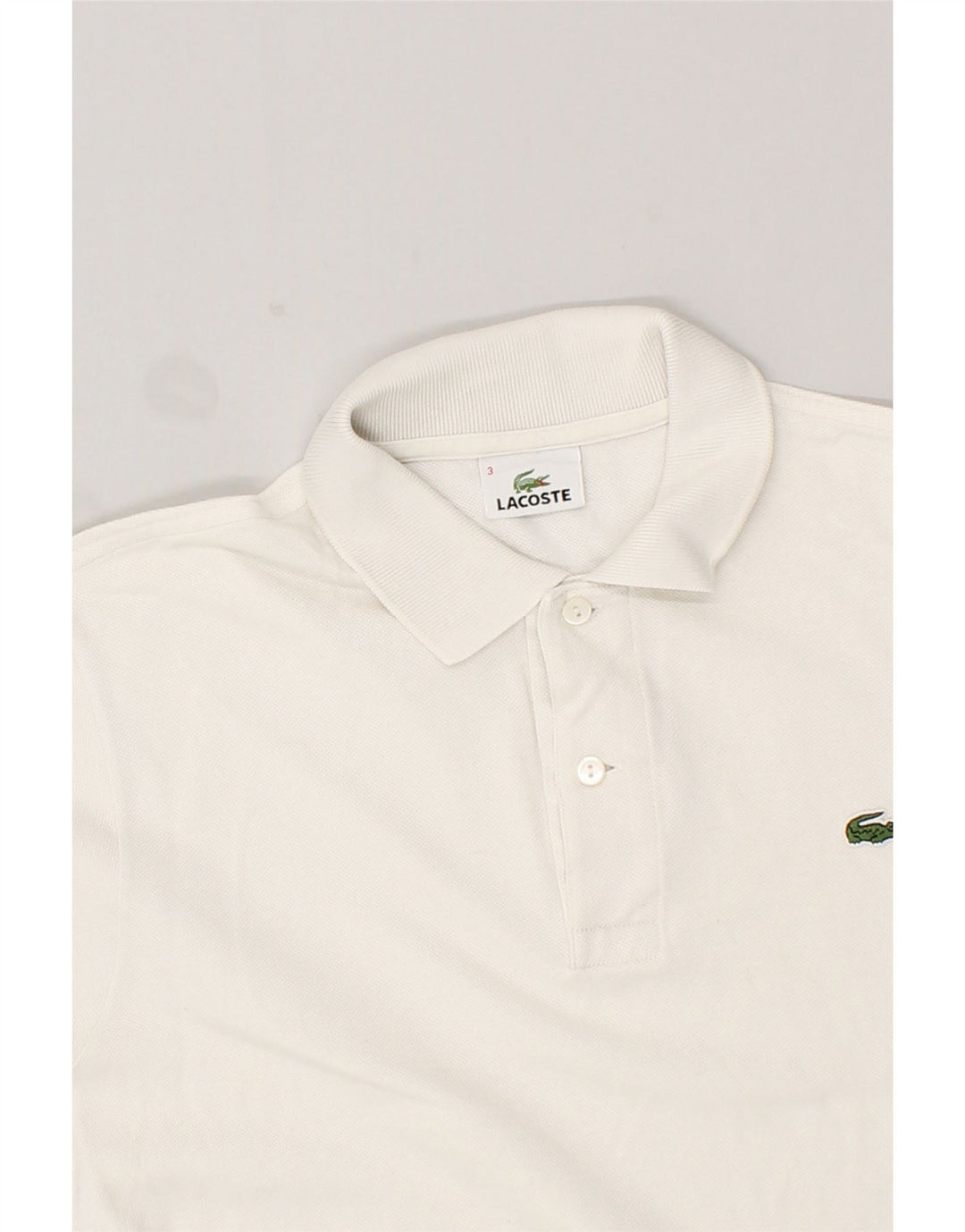 Męska koszulka polo LACOSTE, rozmiar 3, mała, biała, bawełniana