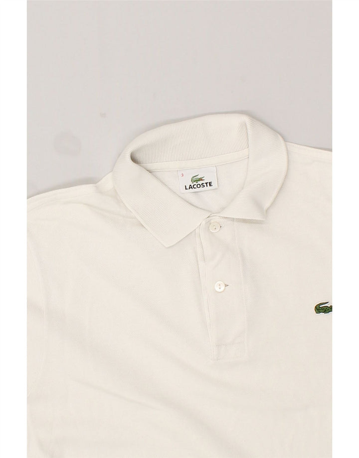 Męska koszulka polo LACOSTE, rozmiar 3, mała, biała, bawełniana