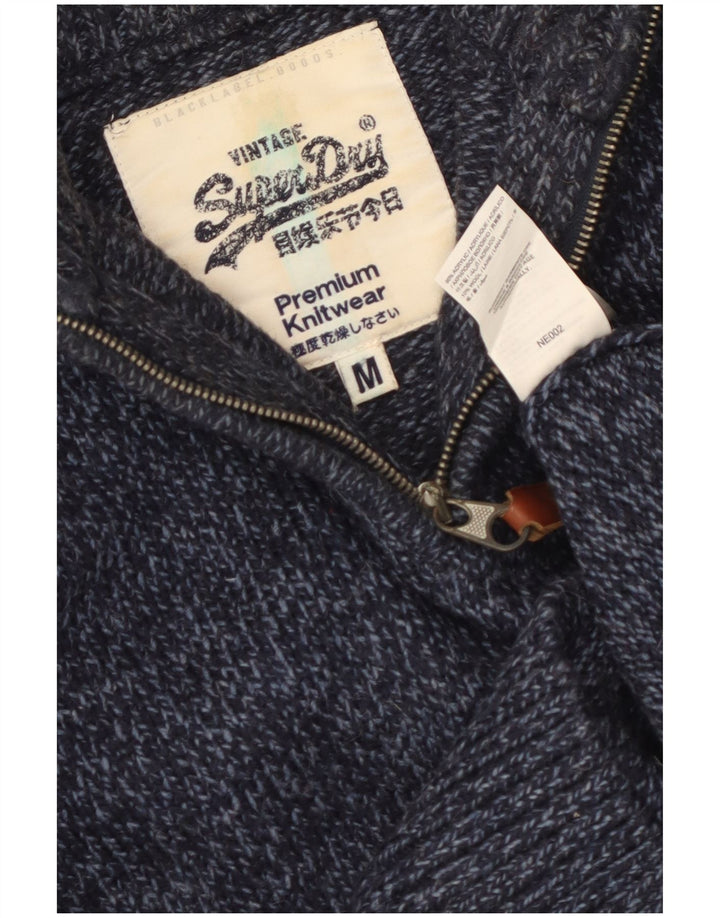 Damski sweter z zamkiem Superdry UK 14, średni granatowy, nakrapiany