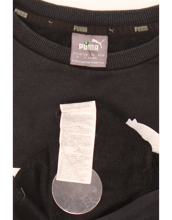 Męska bluza z grafiką Puma, mała, czarna, bawełniana