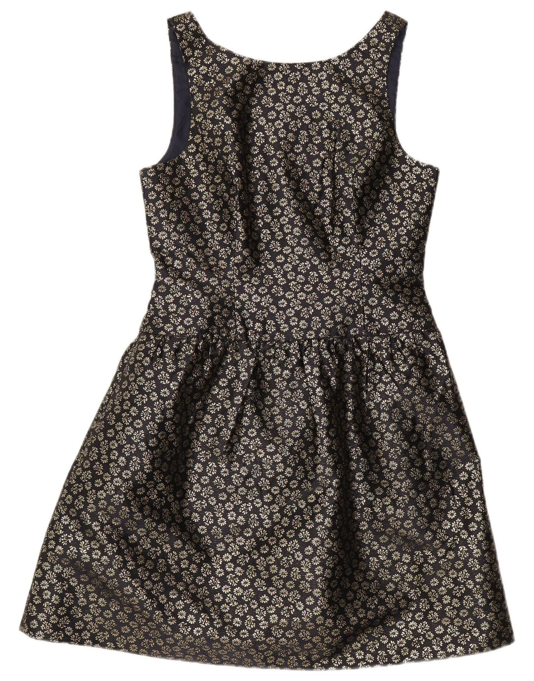 J. CREW Womens Sleeveless A-Line Dress US 6 Medium Black Floral Polyester