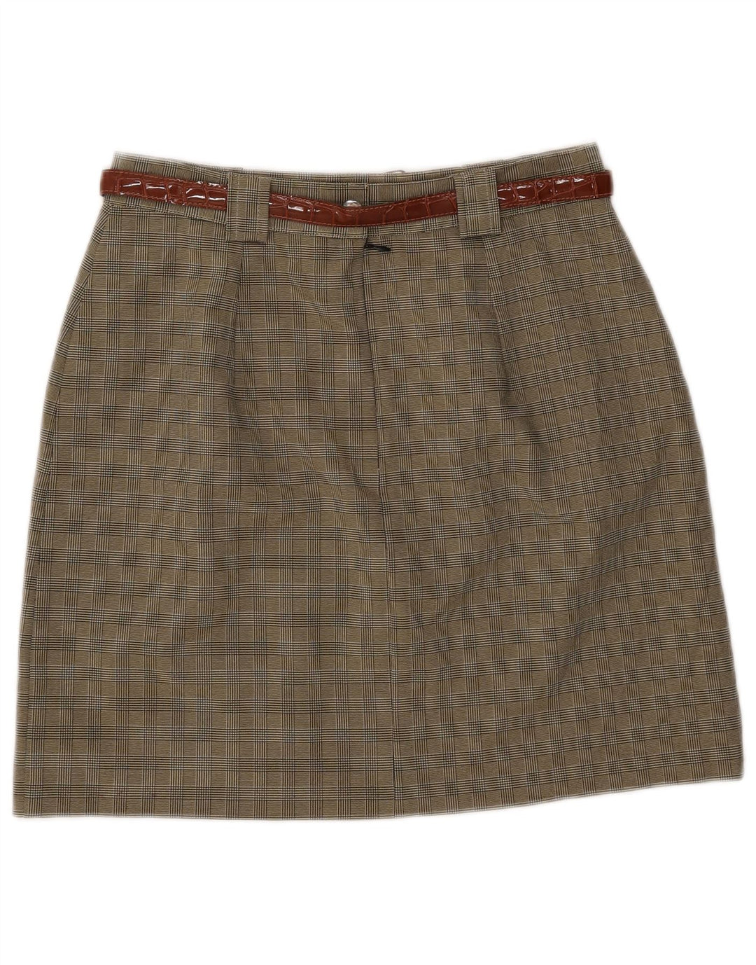 Damska spódnica w kształcie litery A w stylu vintage IT 46 Large W28 Khaki Poliester w kratę