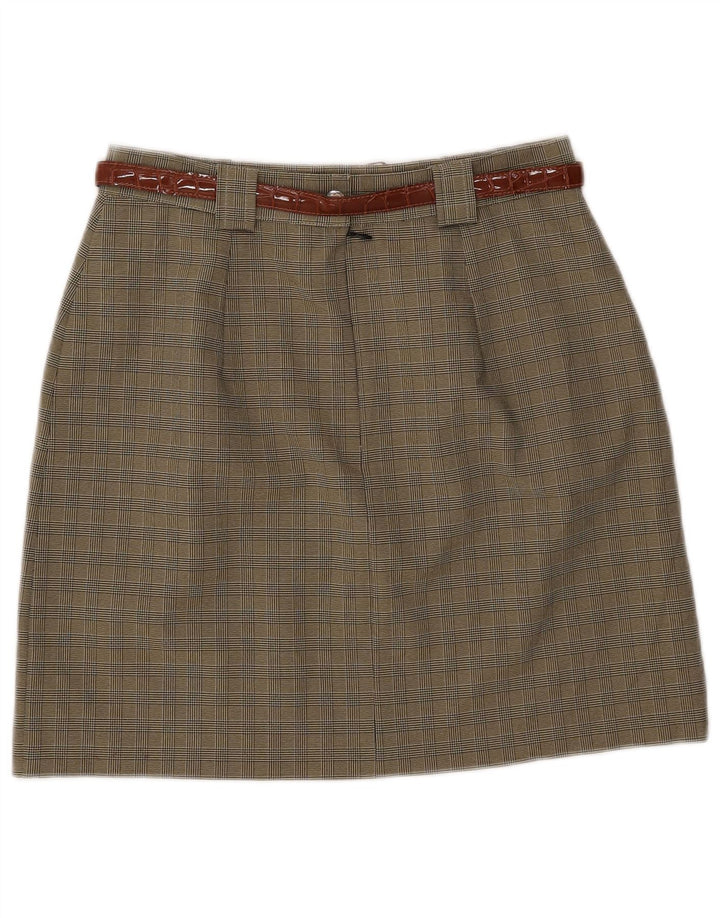 Damska spódnica w kształcie litery A w stylu vintage IT 46 Large W28 Khaki Poliester w kratę