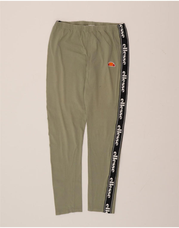 Damskie legginsy z grafiką ELLESSE UK 14, duże, zielone, bawełniane z blokami kolorów