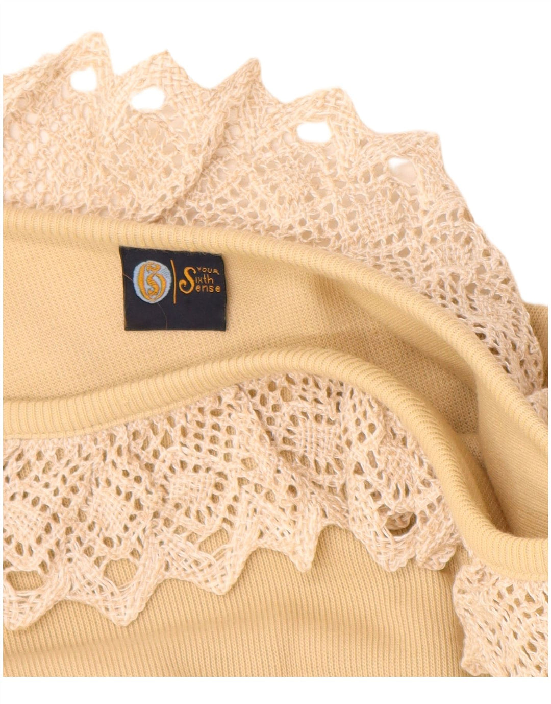 TWÓJ SZÓSTY Zmysł Damski top z rękawem 3/4, UK 14/16, duży, beżowy, bawełniany