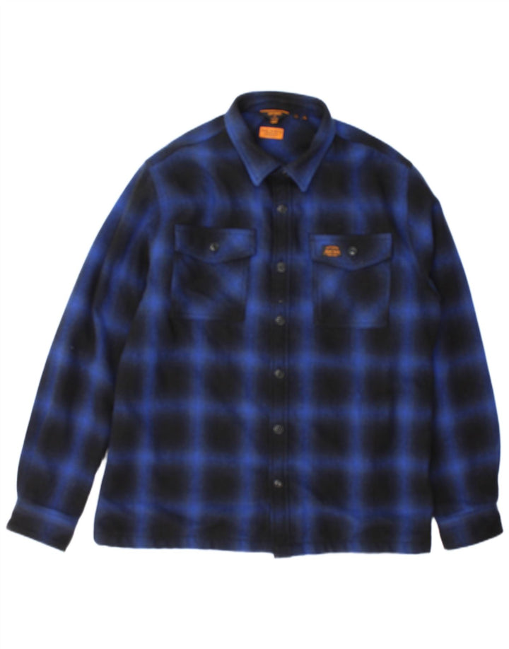 Męska koszula flanelowa Superdry Lumberjack XL, granatowa, poliester w kratkę
