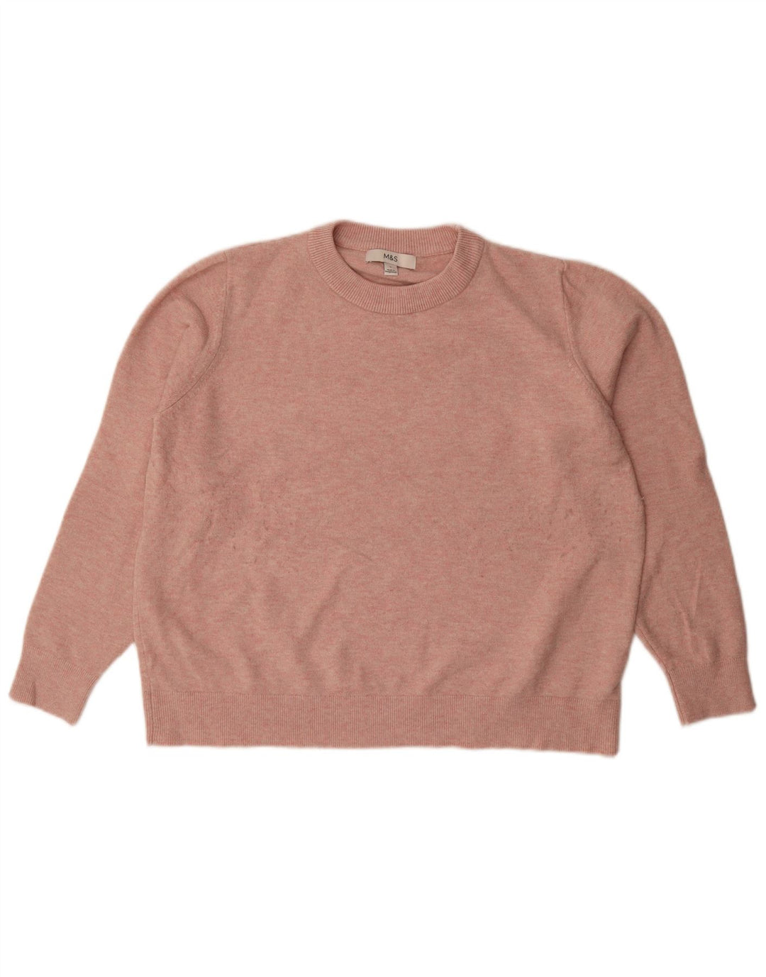 Marks & Spencer Damski sweter oversize z okrągłym dekoltem, UK 16, duży różowy