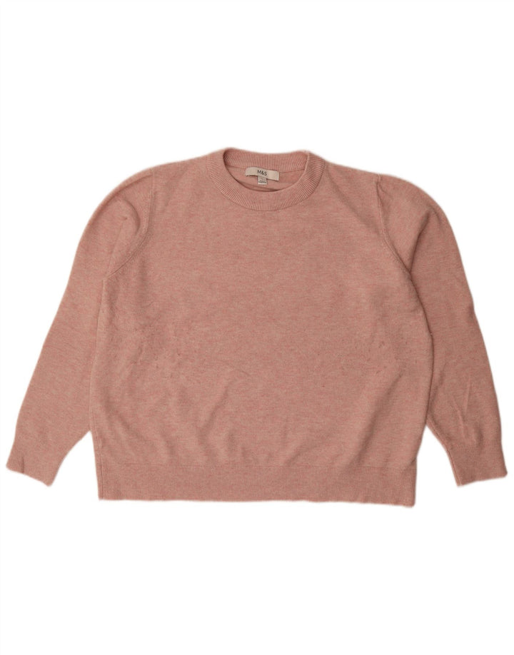 Marks & Spencer Damski sweter oversize z okrągłym dekoltem, UK 16, duży różowy