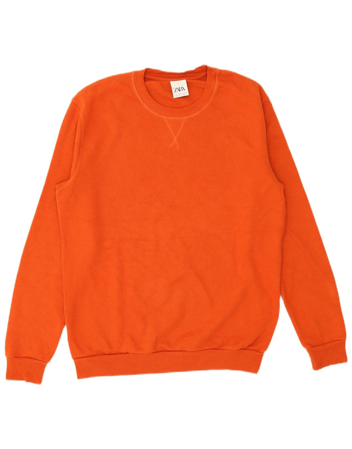 Męski sweter Zara, duży, pomarańczowy, bawełniany