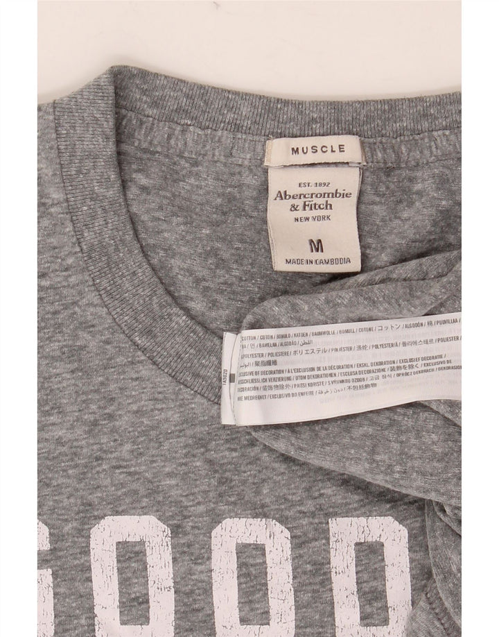 Męski T-shirt z grafiką Abercrombie & Fitch, średnioszary, bawełniany