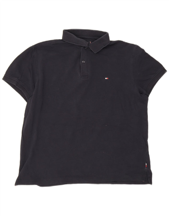 Męska koszulka polo Tommy Hilfiger o regularnym kroju, średnia, granatowa, bawełniana