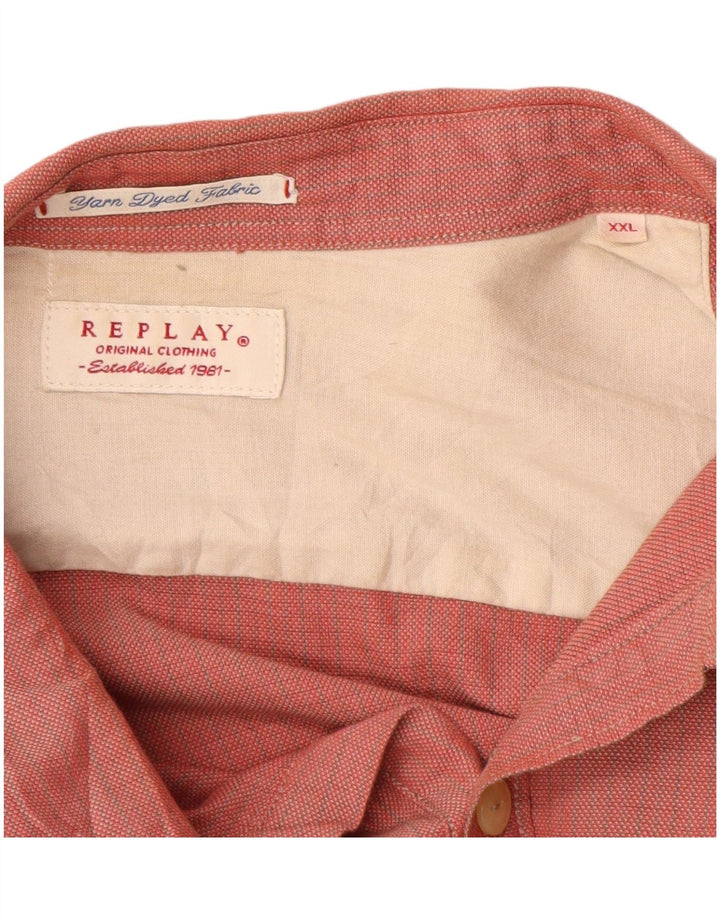 Koszula męska REPLAY 2XL, bawełniana w czerwoną kratę