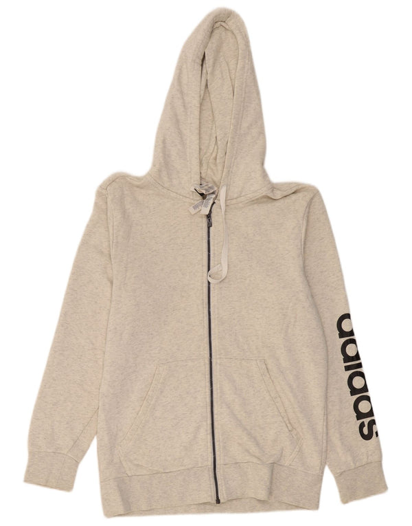 Męski sweter z kapturem i zamkiem błyskawicznym ADIDAS, średnioszary, bawełniany