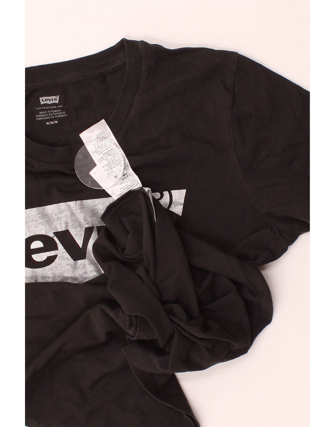LEVI'S Womens Graphic T-Shirt Top UK 14 Medium Black Vintage Levi's and Second-Hand Levi's from Messina Hembry 