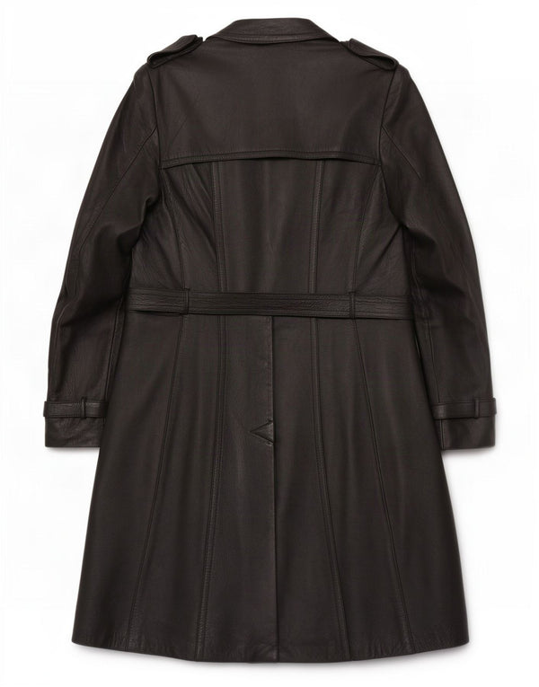 Vintage męski skórzany trencz IT 46 Small Black