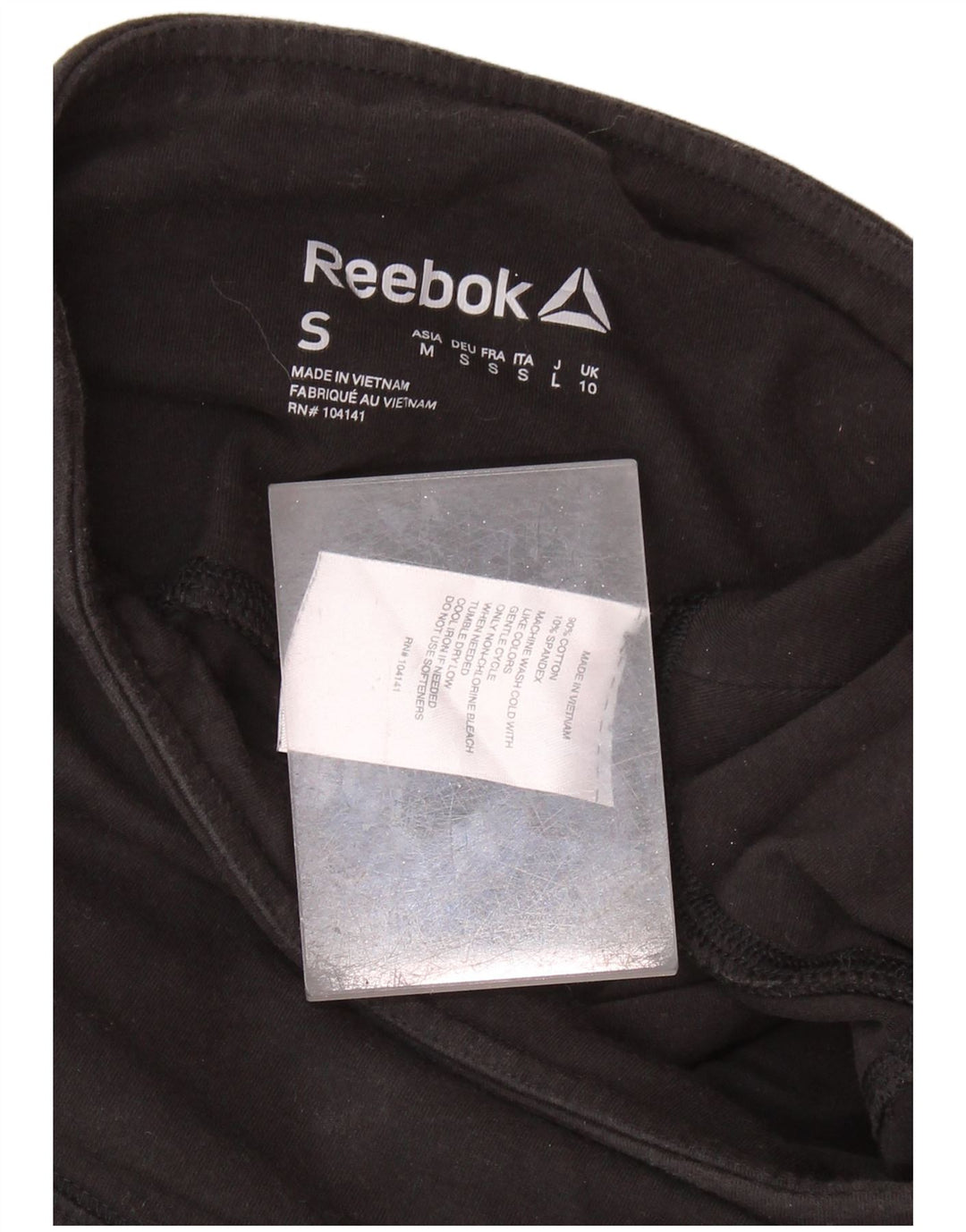 Legginsy damskie REEBOK UK 10, małe, czarne, bawełniane z blokami kolorów
