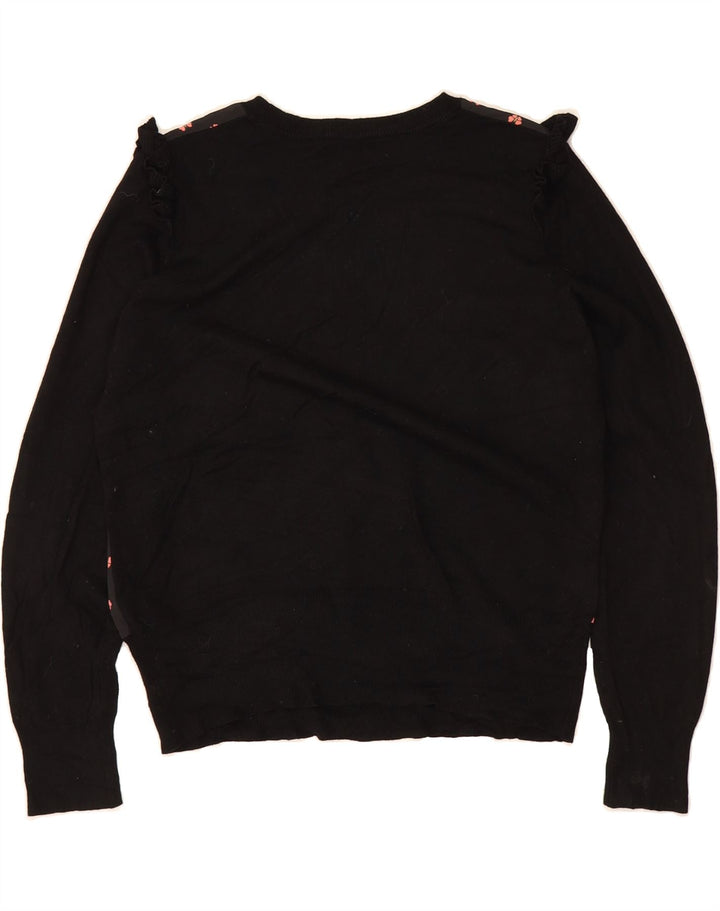 OASIS Womens Boat Neck Jumper Sweater UK 14 Medium Black Butterfly Vintage Oasis and Second-Hand Oasis from Messina Hembry 