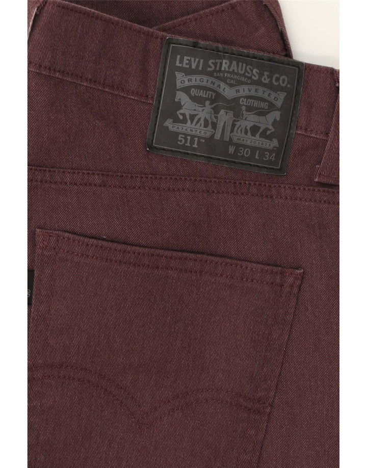 Męskie jeansy Levi's 511 Slim W30 L30 Burgundowa bawełna