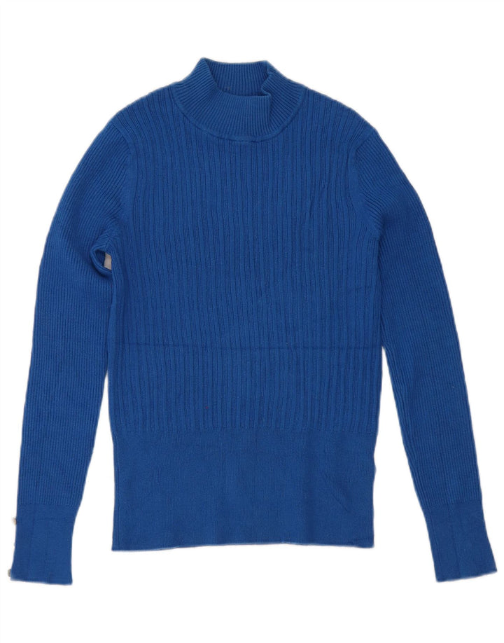 Marks & Spencer Damski sweter z golfem UK 10 Small Blue Wiskoza